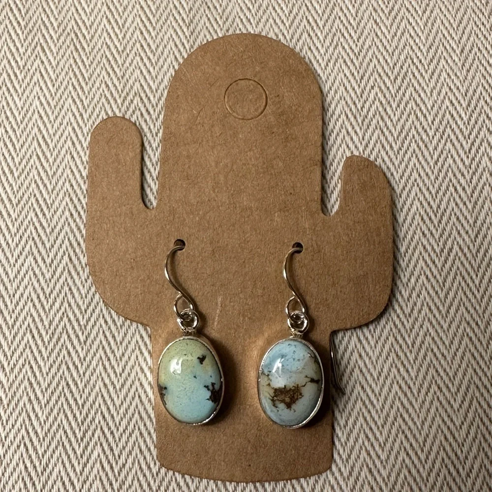 Turquoise and Silver Navajo Earrings - Picture 2 of 7